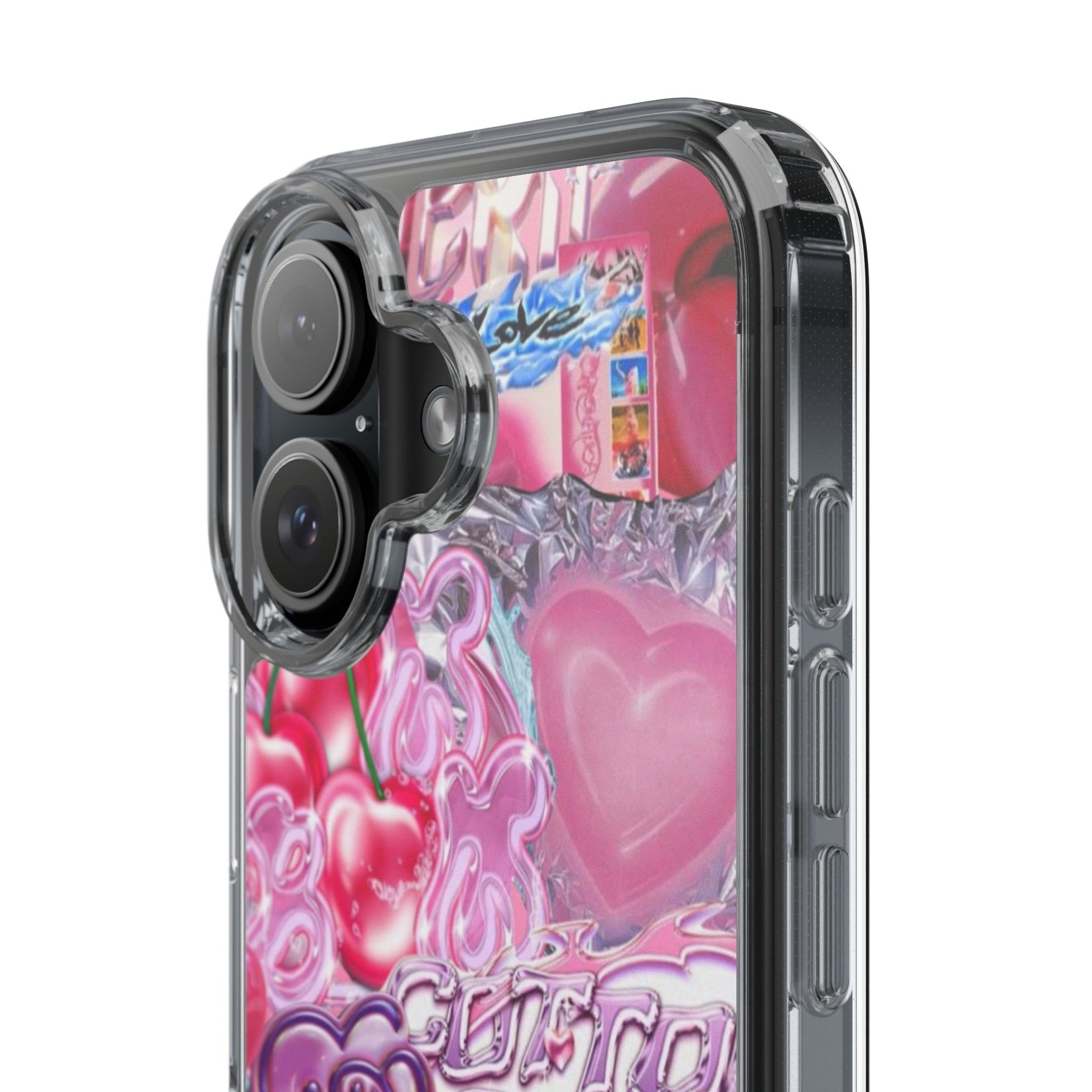 Juicy Candy Clear Phone Cases - Cute Cherry Heart Design for Sweet Lovers