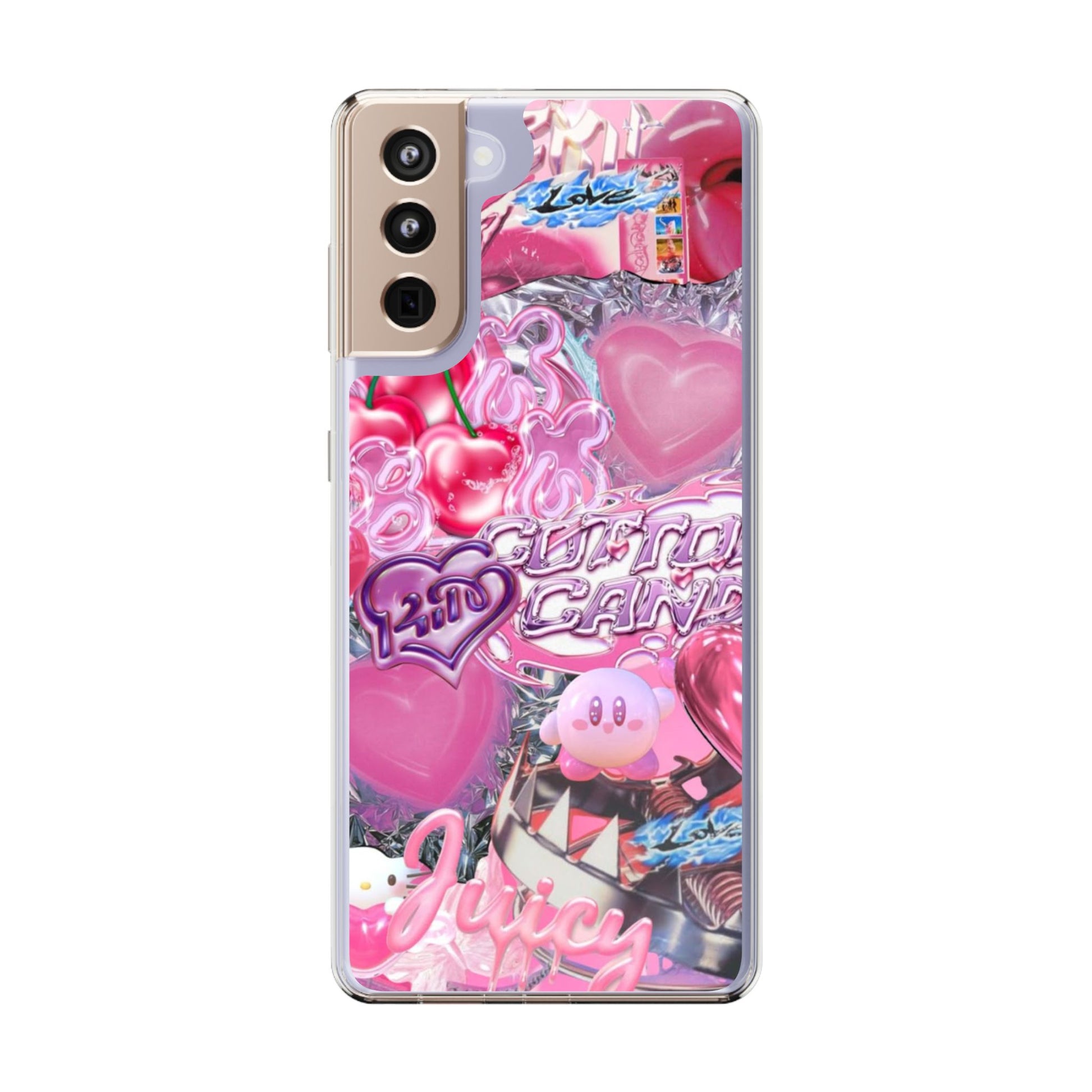 Juicy Candy Clear Phone Cases - Cute Cherry Heart Design for Sweet Lovers