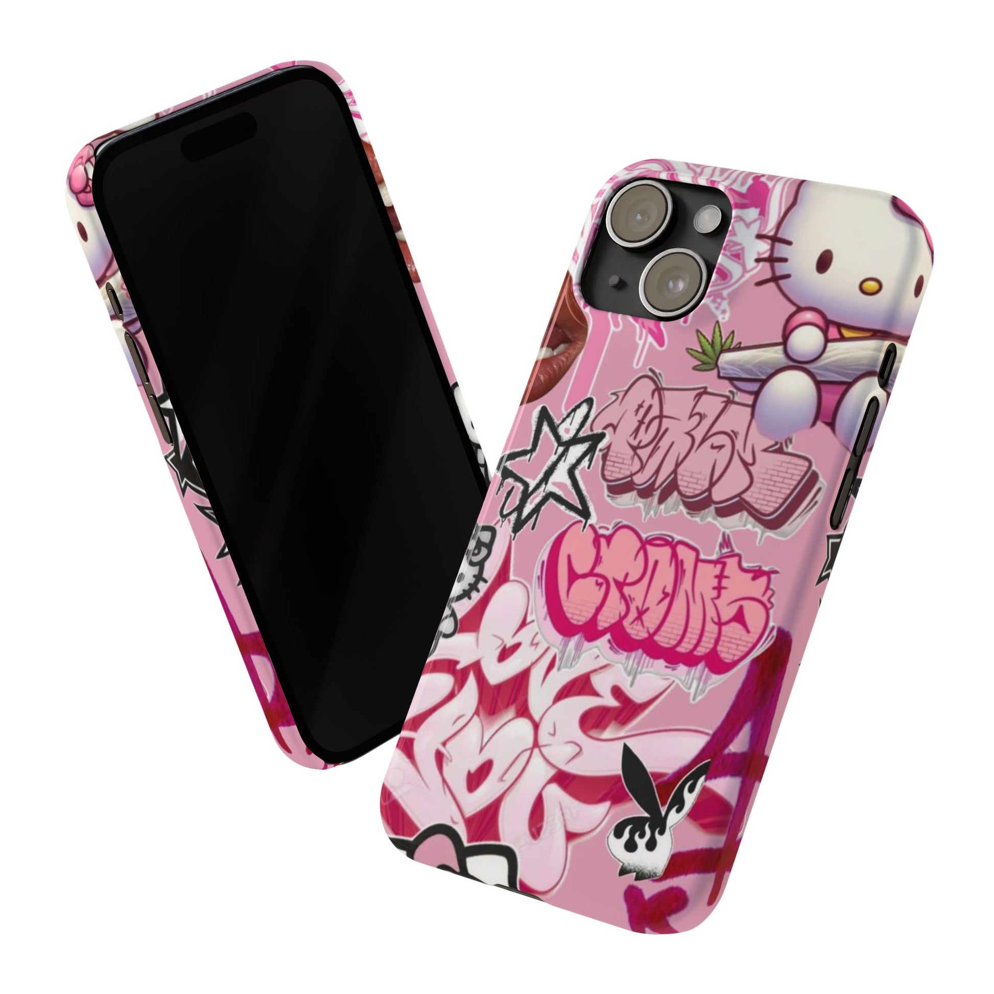 Trendy Hello Kitty Slim Phone Case - Graffiti Style, Cute and Stylish