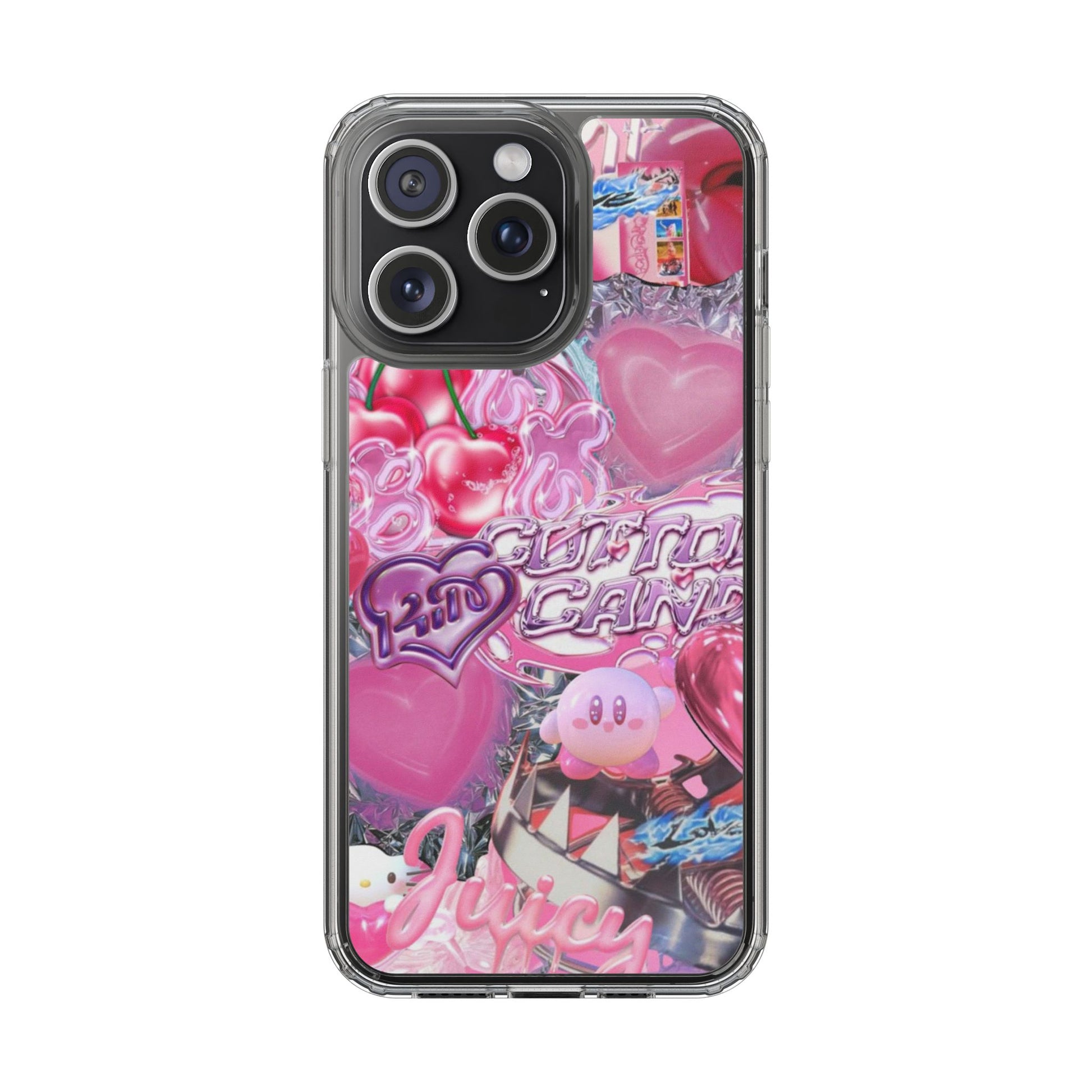 Juicy Candy Clear Phone Cases - Cute Cherry Heart Design for Sweet Lovers