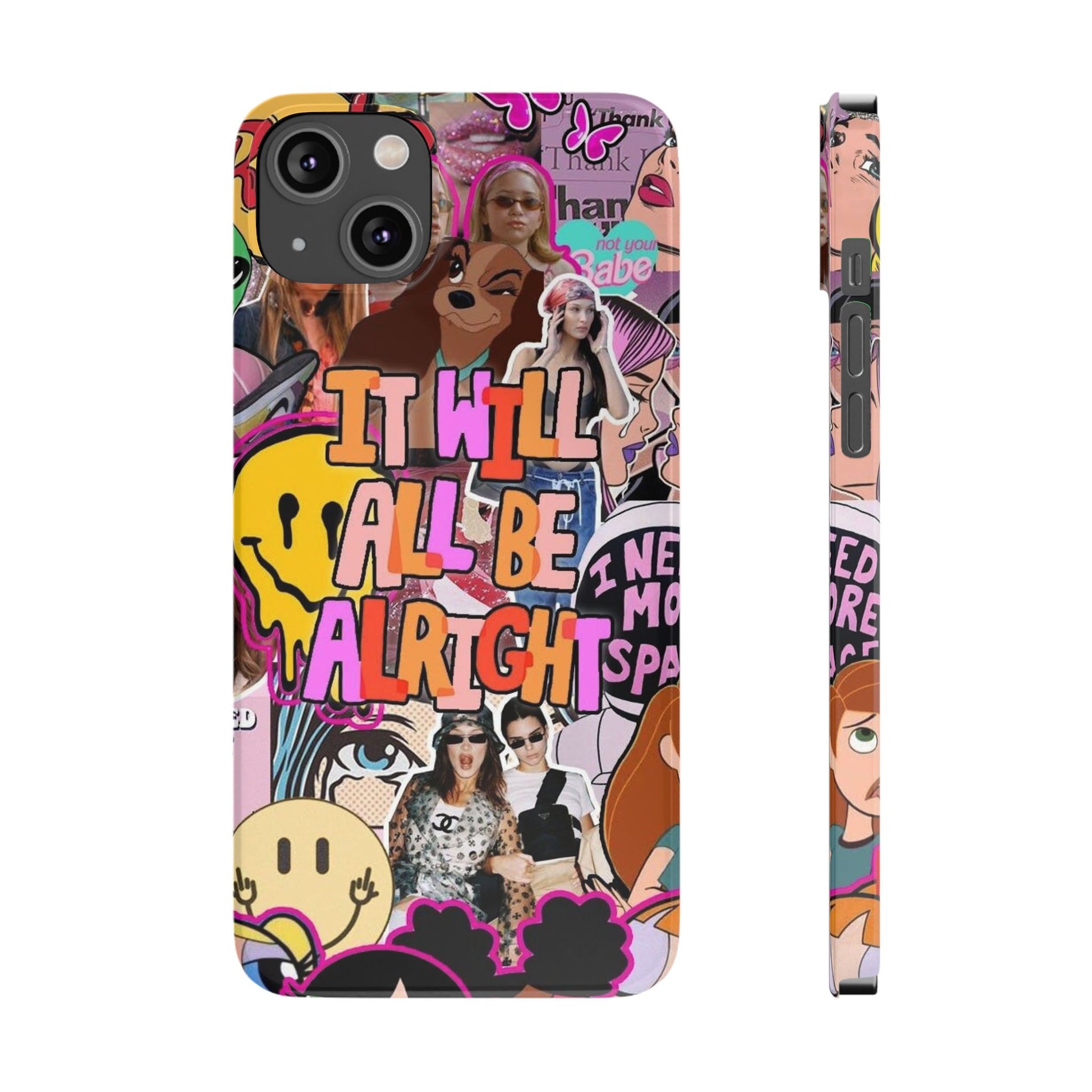 Vibrant Slim Phone Case - 'It Will All Be Alright' Collage Design