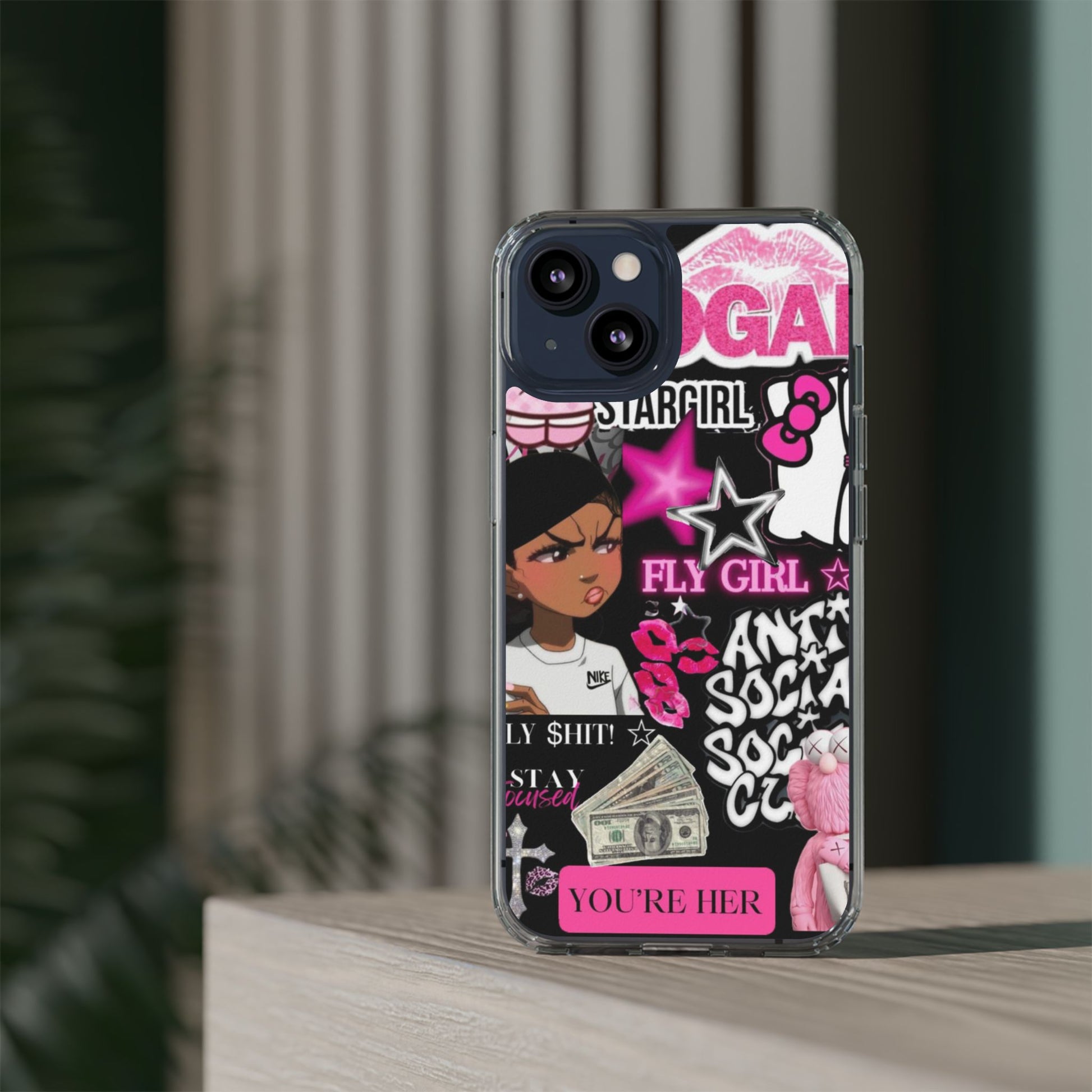 Trendy Clear Phone Case - Bold & Playful Design for Style Lovers