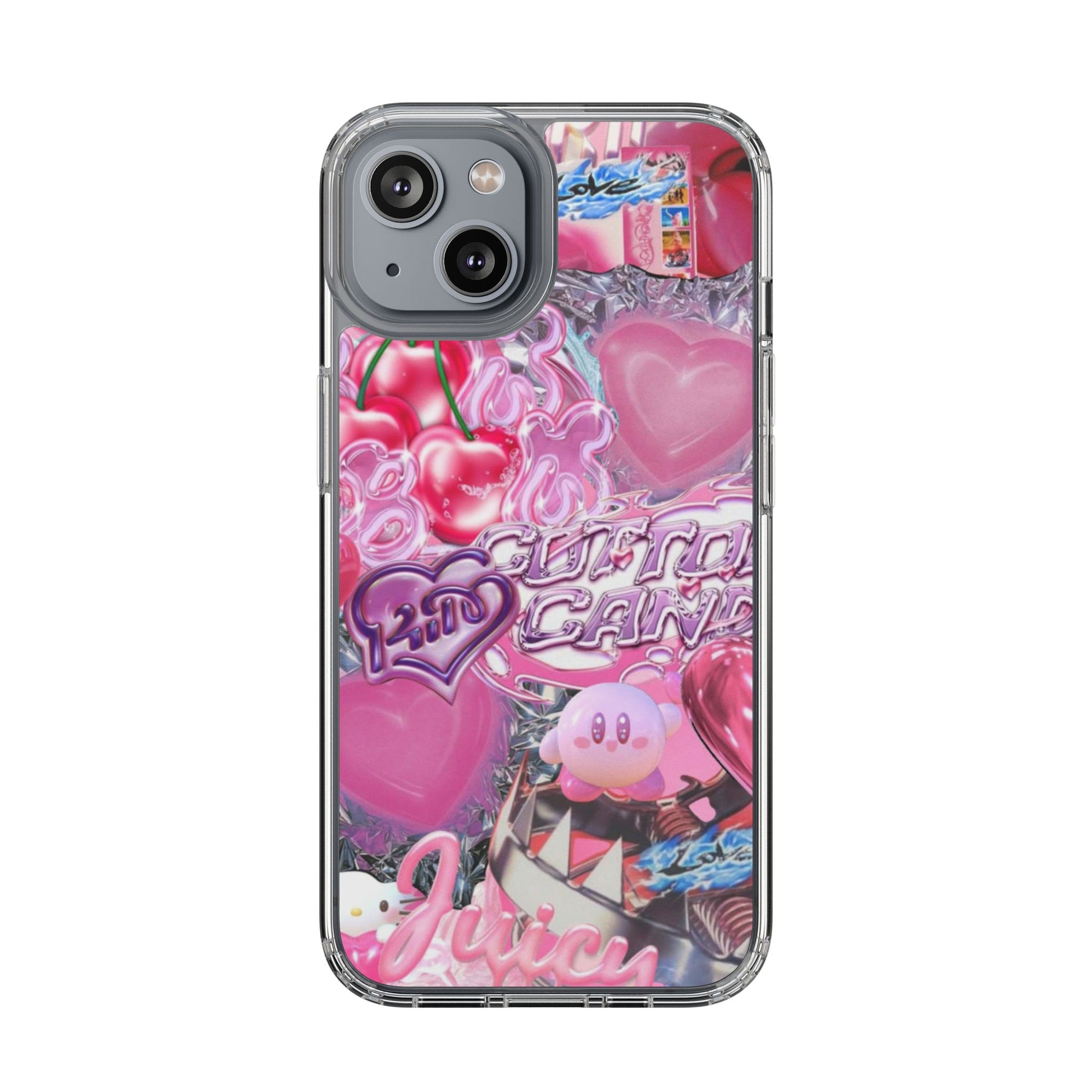Juicy Candy Clear Phone Cases - Cute Cherry Heart Design for Sweet Lovers