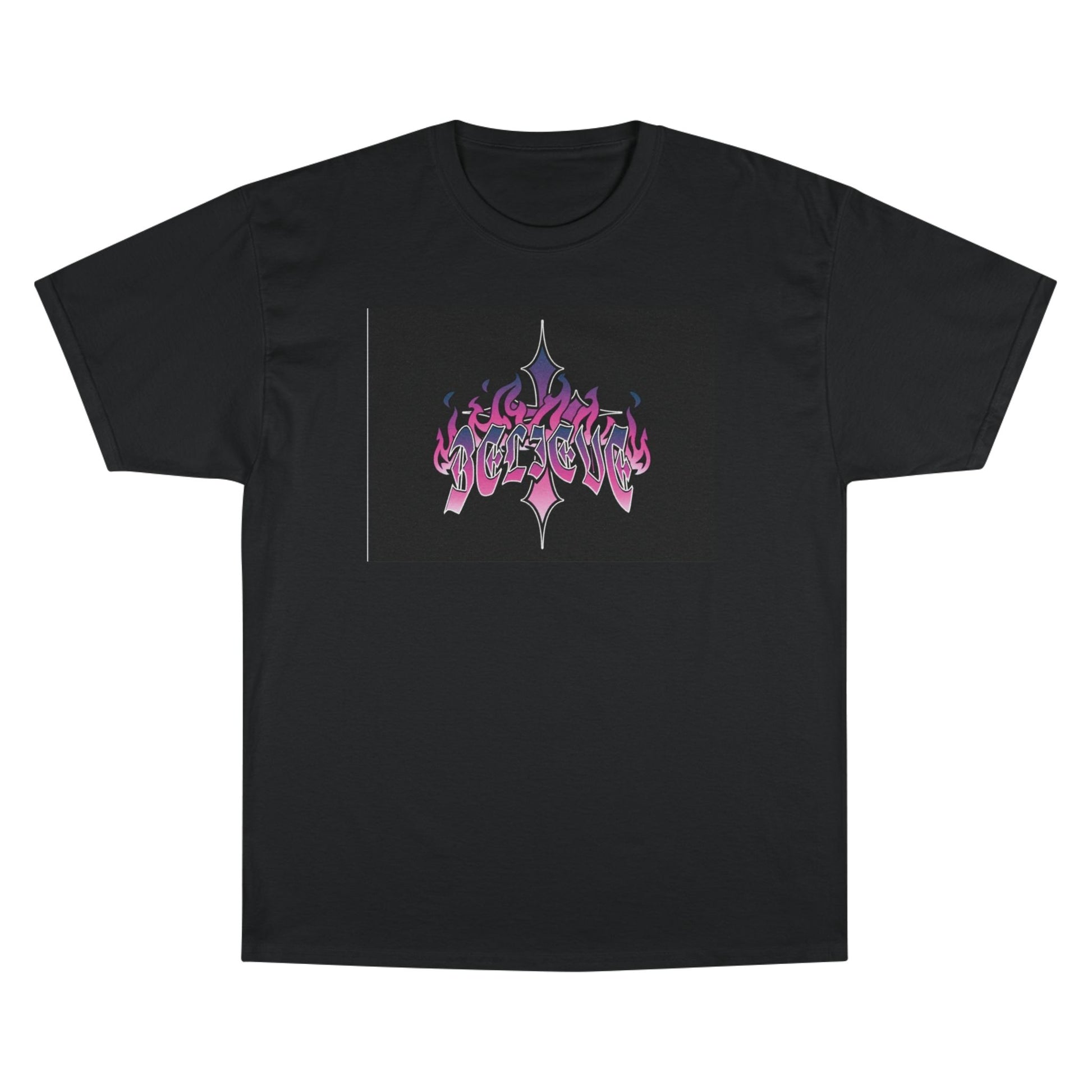 Champion Graphic Tee - Edgy Flame Design, Perfect for Streetwear Lovers