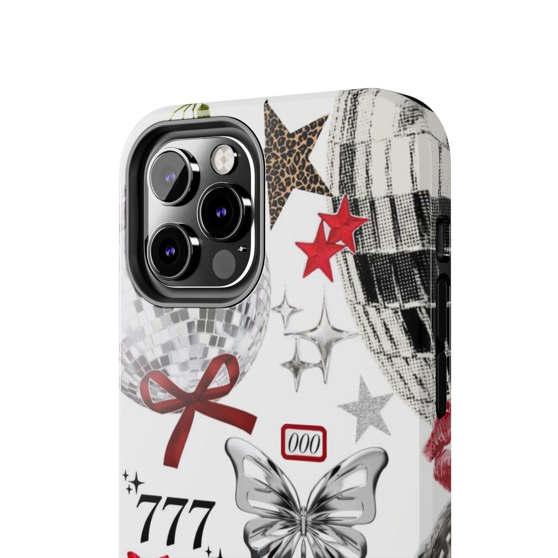 Glamorous Tough Phone Case with Disco Theme and Cherry Accents