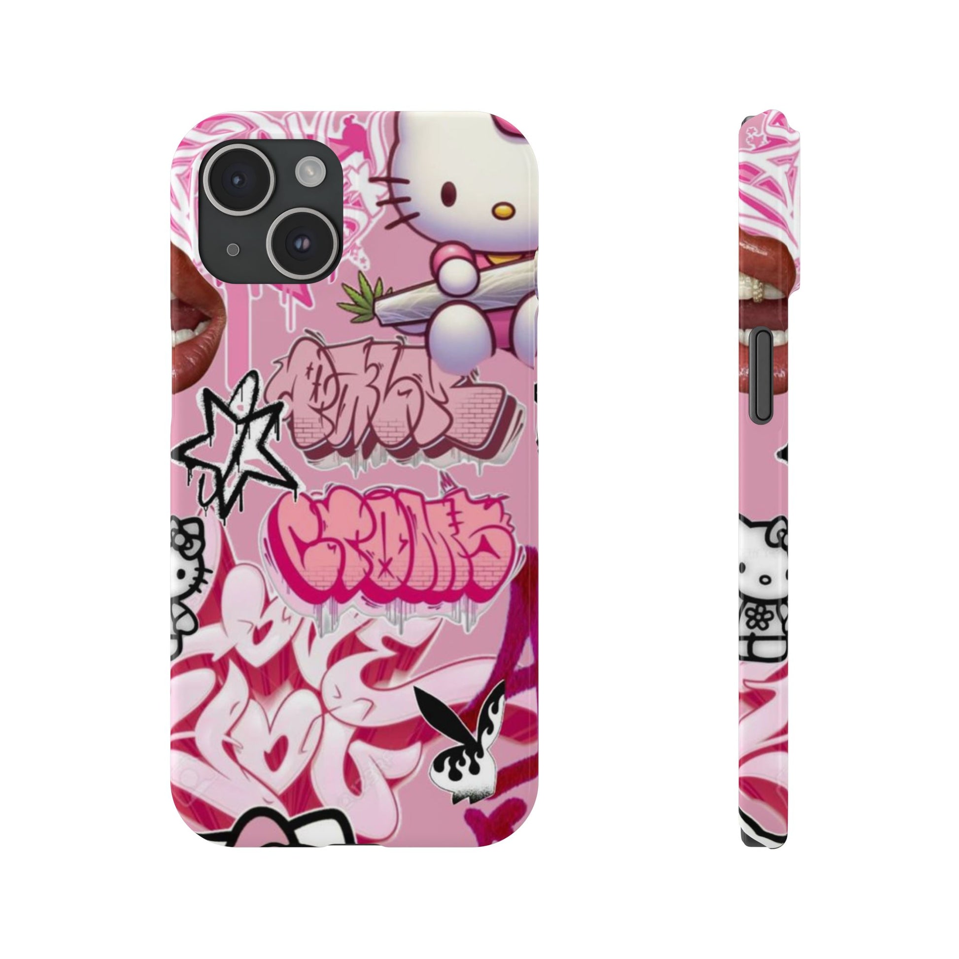 Trendy Hello Kitty Slim Phone Case - Graffiti Style, Cute and Stylish