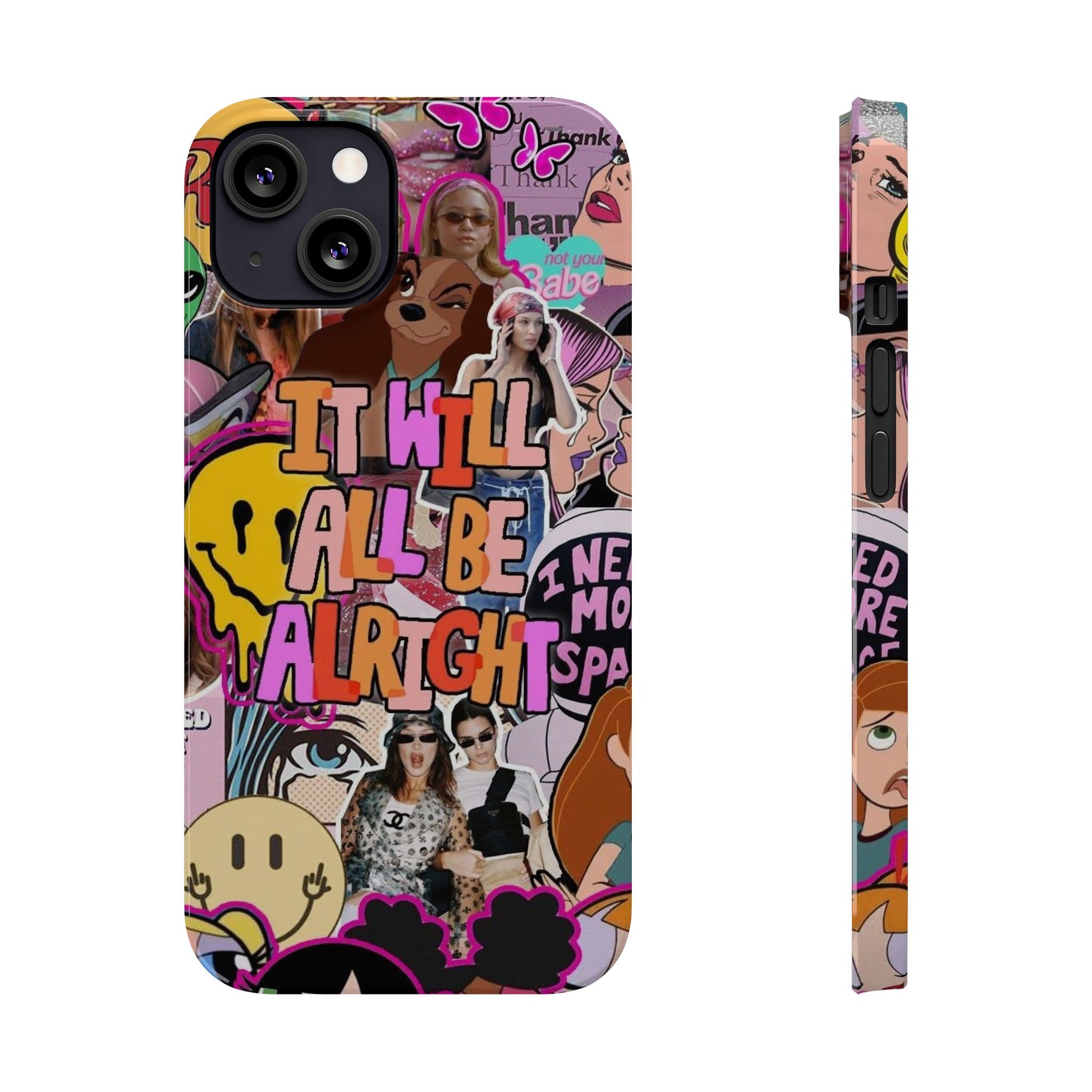 Vibrant Slim Phone Case - 'It Will All Be Alright' Collage Design
