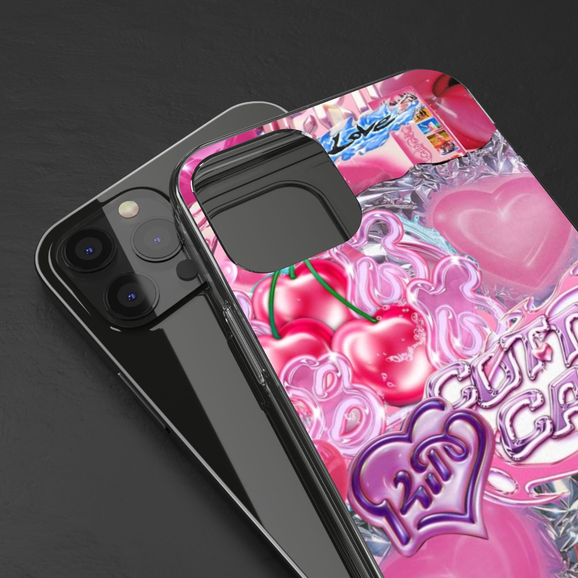 Juicy Candy Clear Phone Cases - Cute Cherry Heart Design for Sweet Lovers