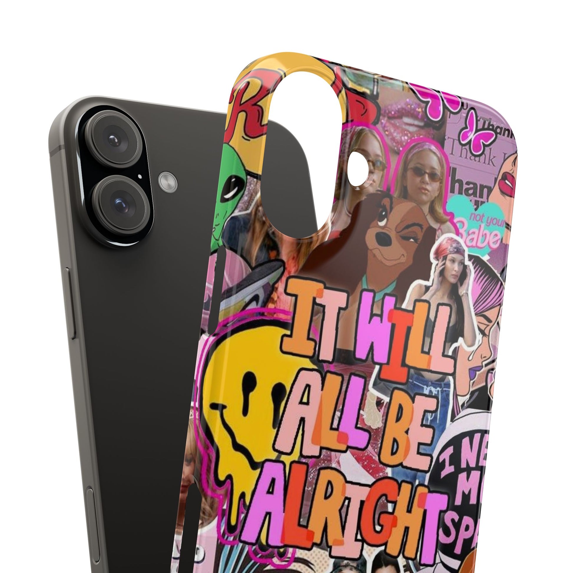 Vibrant Slim Phone Case - 'It Will All Be Alright' Collage Design