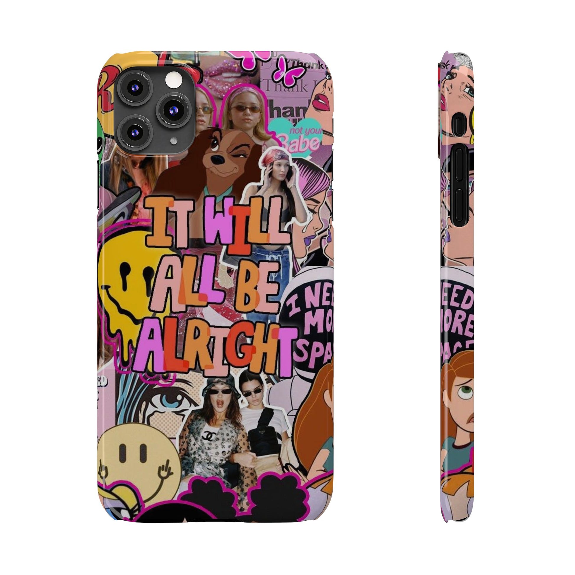 Vibrant Slim Phone Case - 'It Will All Be Alright' Collage Design