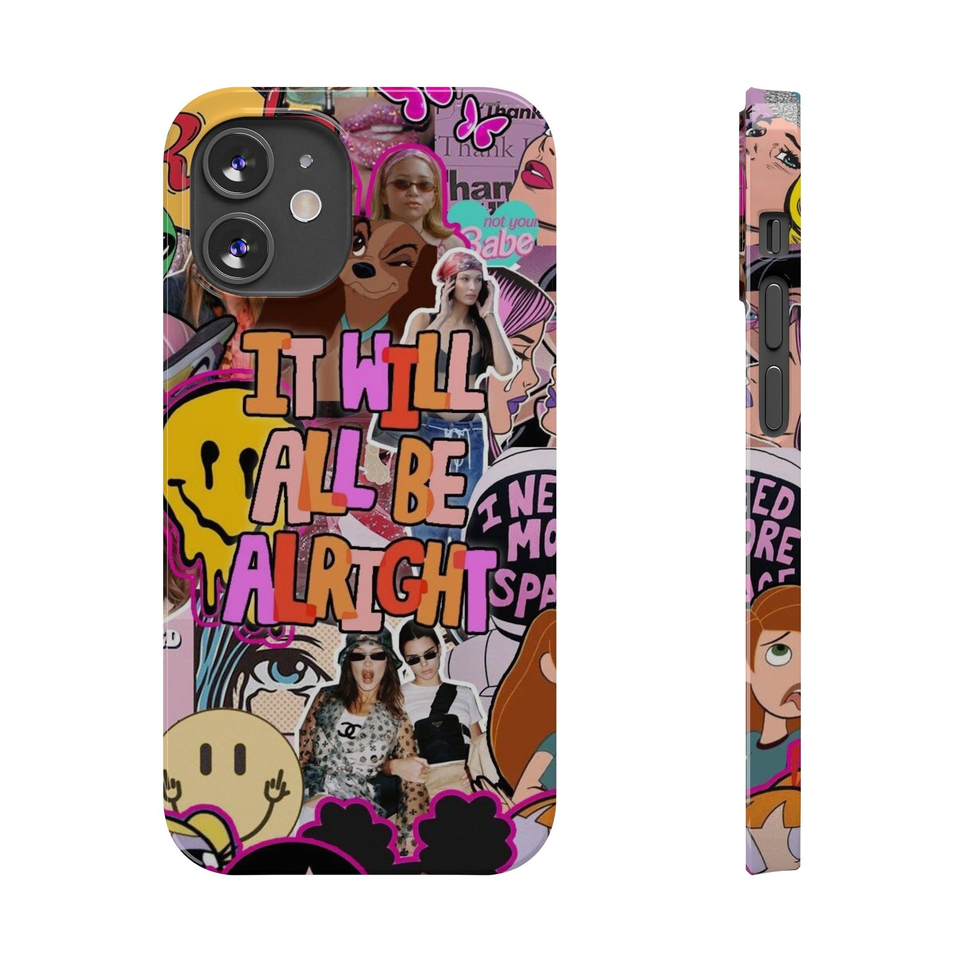 Vibrant Slim Phone Case - 'It Will All Be Alright' Collage Design