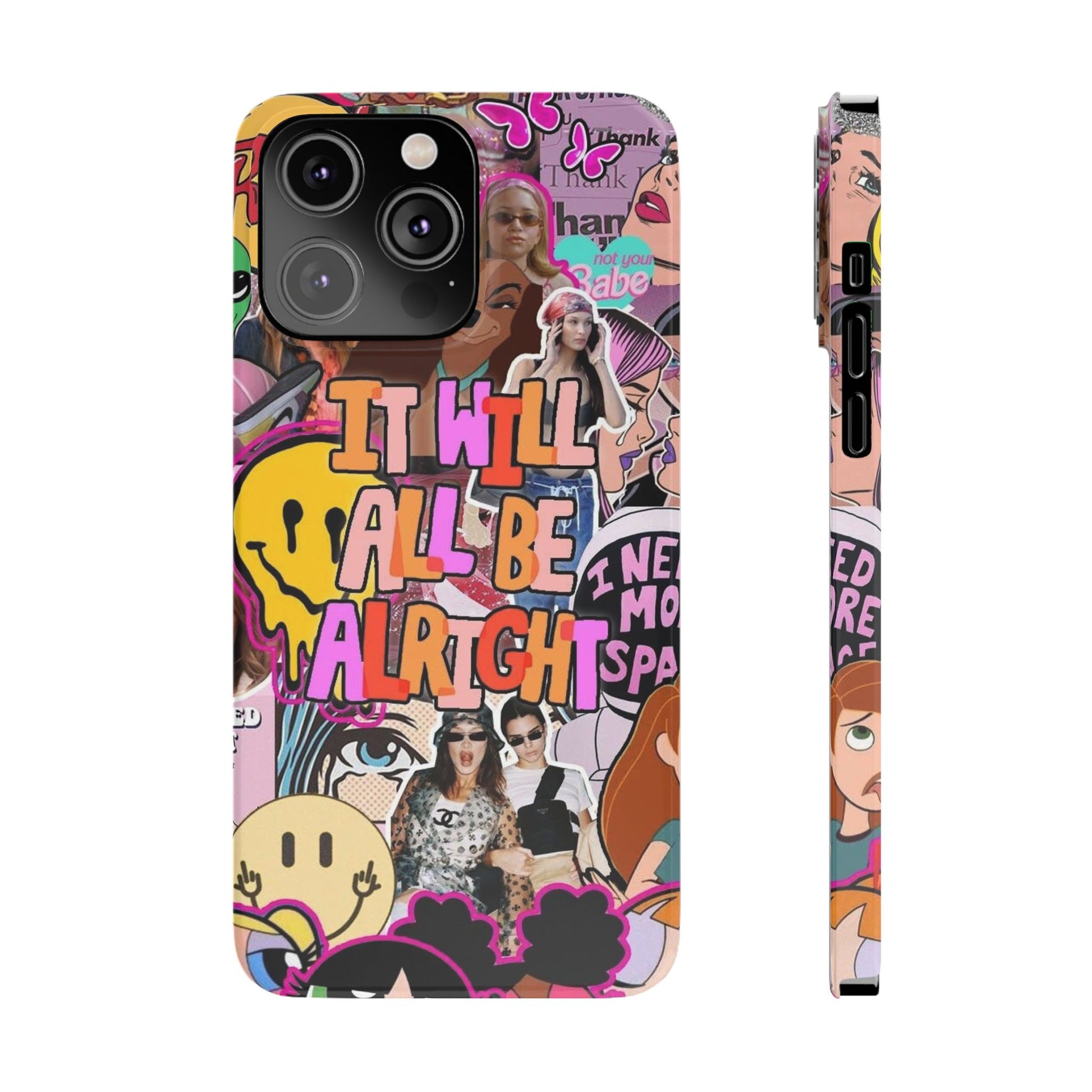 Vibrant Slim Phone Case - 'It Will All Be Alright' Collage Design