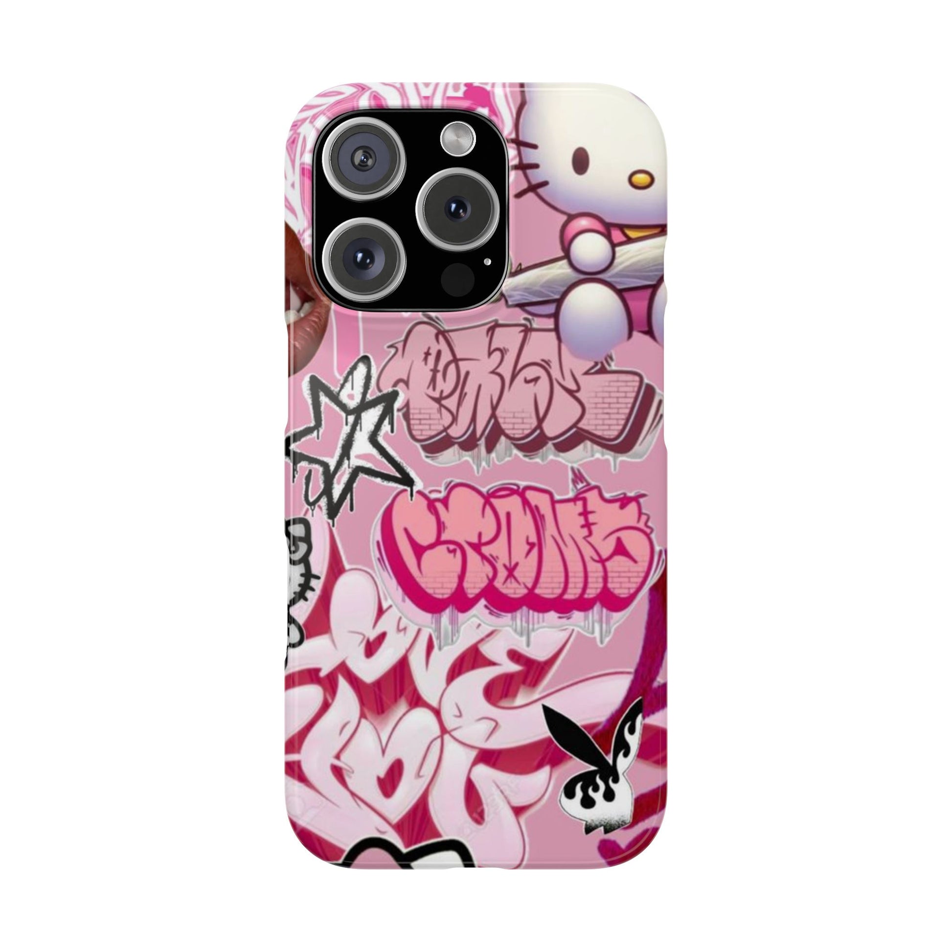 Trendy Hello Kitty Slim Phone Case - Graffiti Style, Cute and Stylish