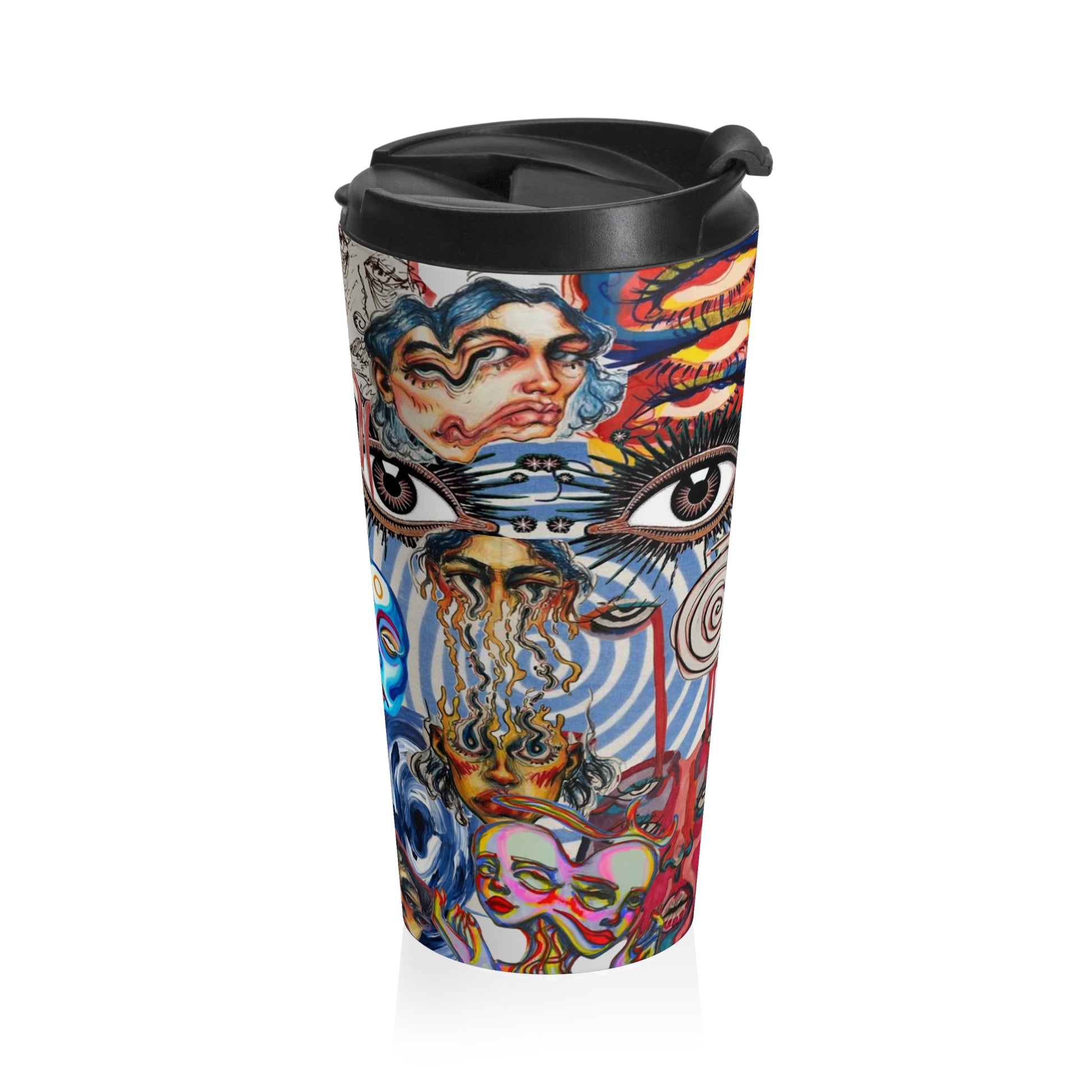 Artistic Stainless Steel Travel Mug - Colorful Designs for Creative Souls