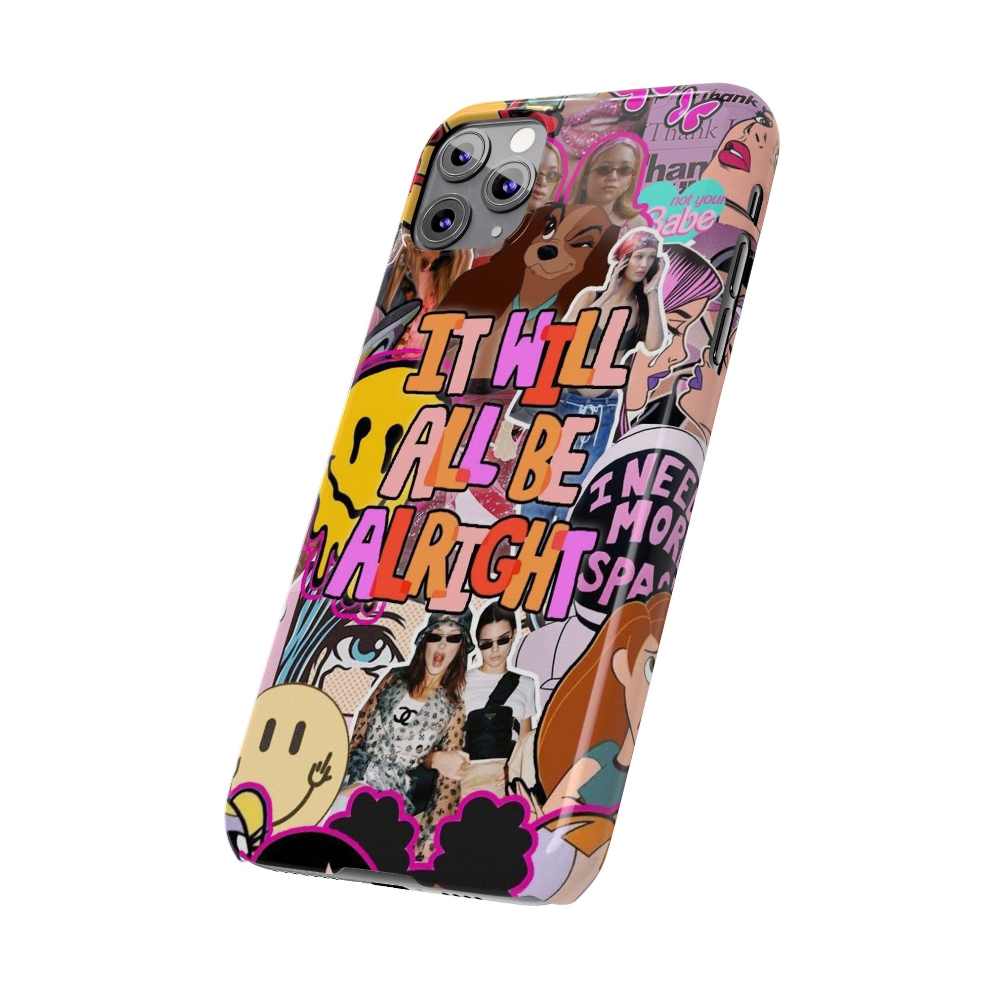 Vibrant Slim Phone Case - 'It Will All Be Alright' Collage Design
