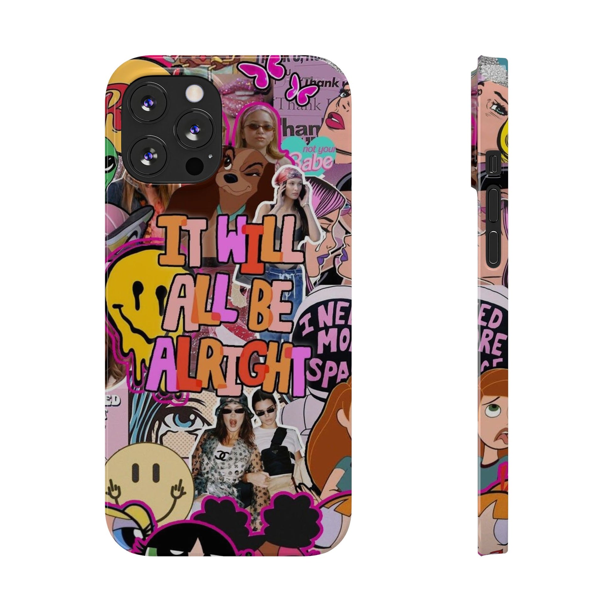 Vibrant Slim Phone Case - 'It Will All Be Alright' Collage Design