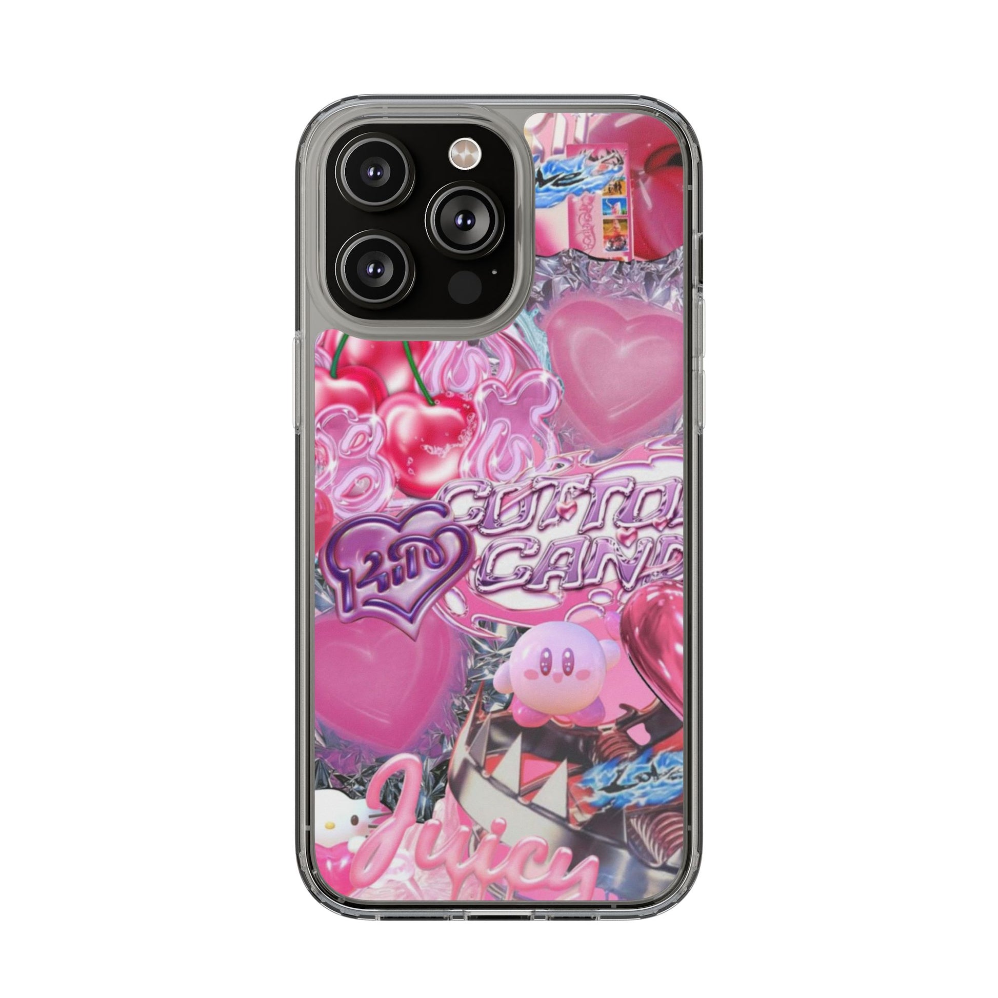 Juicy Candy Clear Phone Cases - Cute Cherry Heart Design for Sweet Lovers