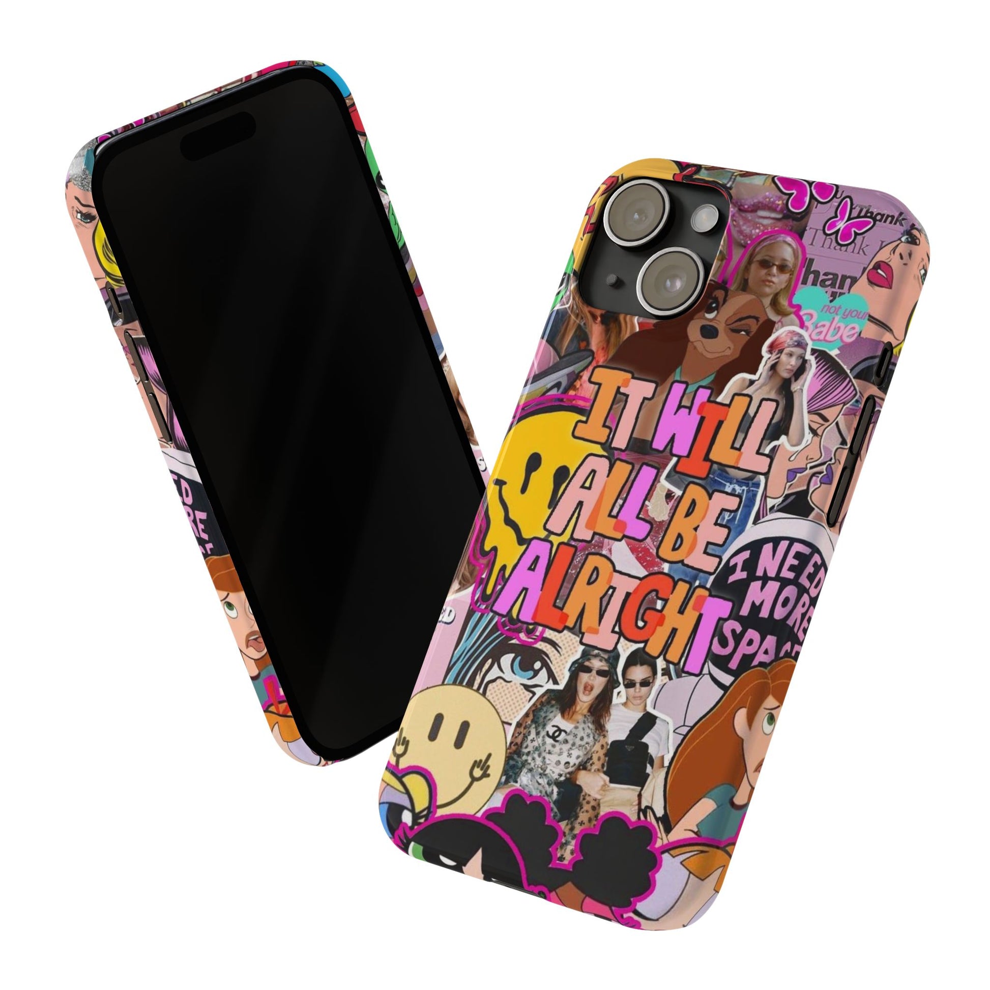 Vibrant Slim Phone Case - 'It Will All Be Alright' Collage Design