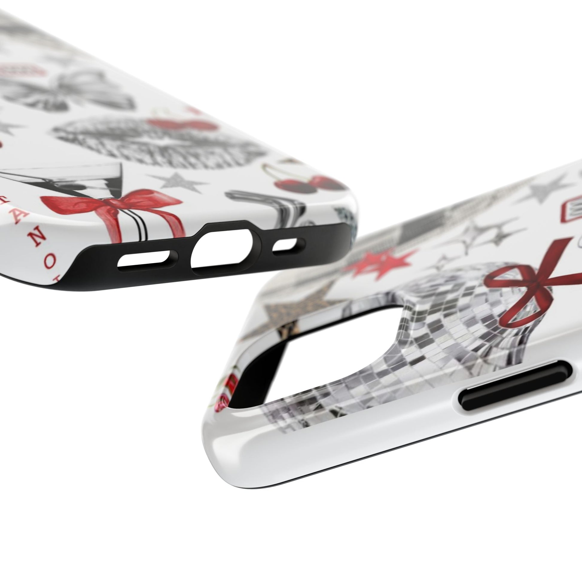 Glamorous Tough Phone Case with Disco Theme and Cherry Accents