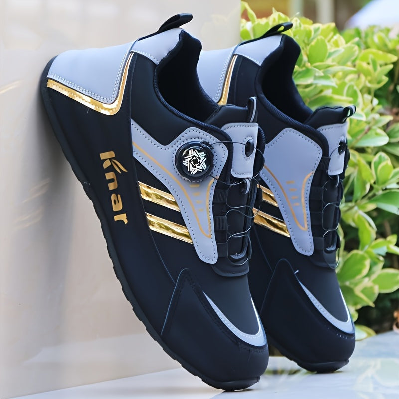 Men's Trendy Colour Block Basketball Shoes With Rotating Buckle, Comfy Non Slip Durable Sneakers For Men's Outdoor Activities
